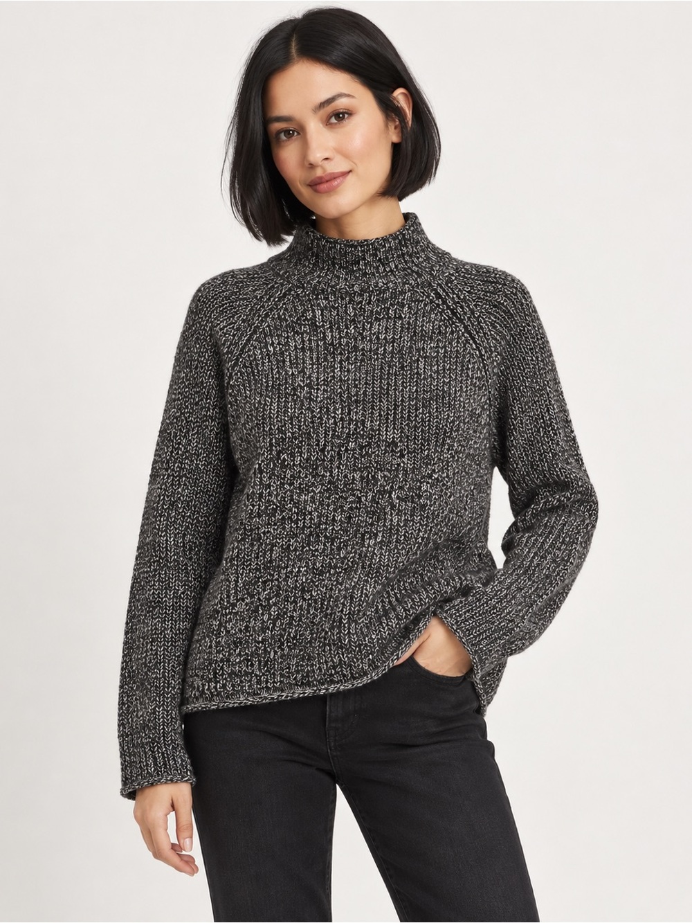 Theory Marled Knit Mock Neck Sweater Size P